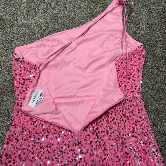 Faeriesty Women’s Large One-Shoulder Pink Sequin Pink Dress - Picture 12 of 14
